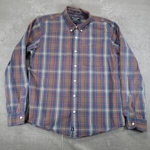 Abercrombie‎ & Fitch Y2K Mens Lg Muscle Fit Plaid Button Up Shirt Blue Red Green